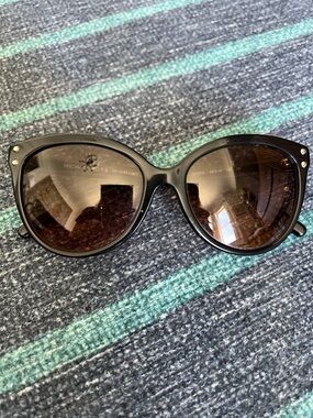 Michael Kors Black Rounded Cat-Eye Sunglasses with Brown Lenses